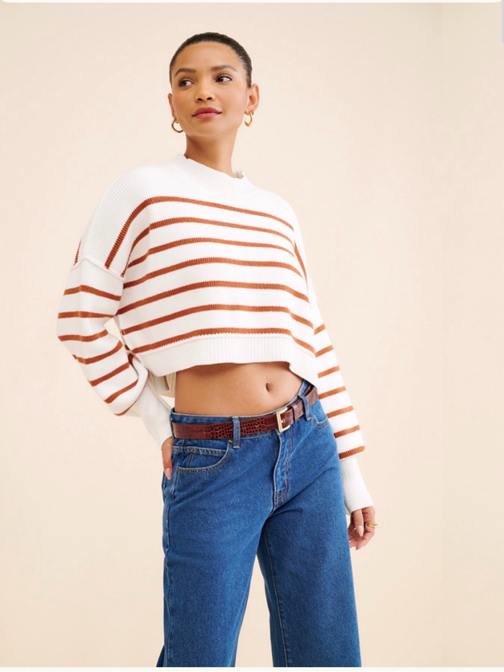 Free people Easy Street Stripe Crop Pullover size M